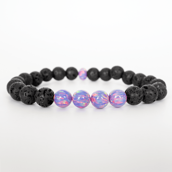 Ultra Violet Opal & Lava Stone Beaded Bracelet - The Opal Dealer