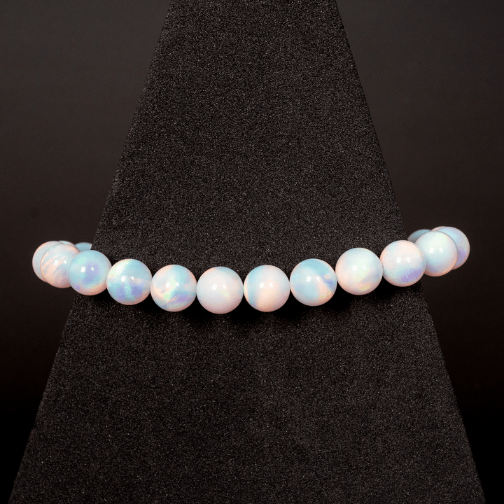 White Rainbow Opalescence Beaded Bracelet - The Opal Dealer