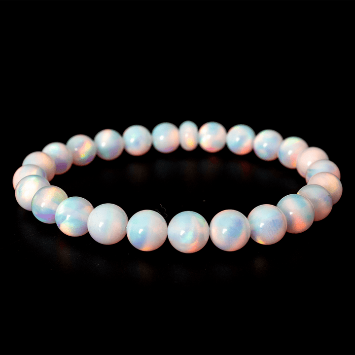 White Rainbow Opalescence Beaded Bracelet - The Opal Dealer