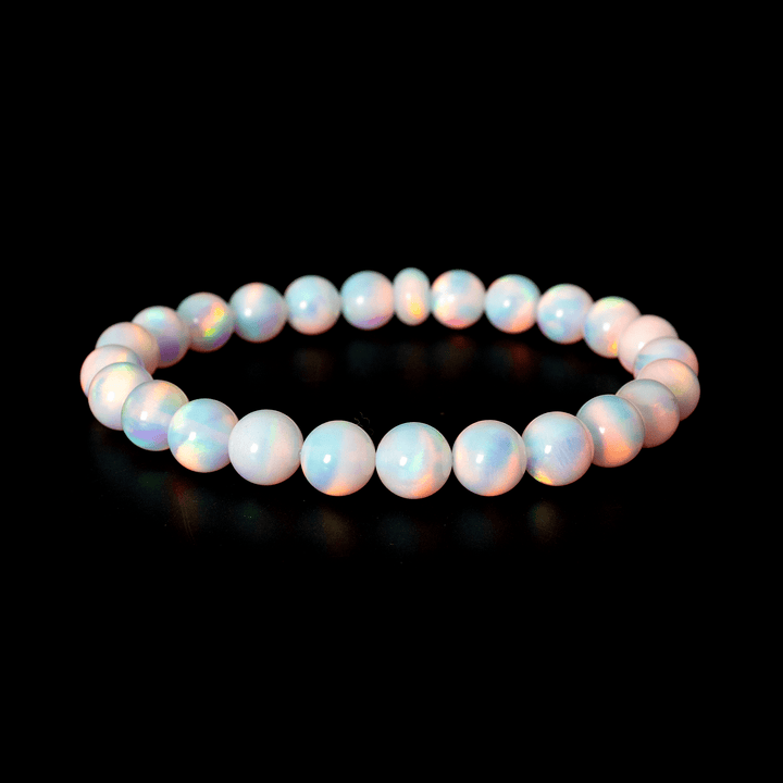 White Rainbow Opalescence Beaded Bracelet - The Opal Dealer