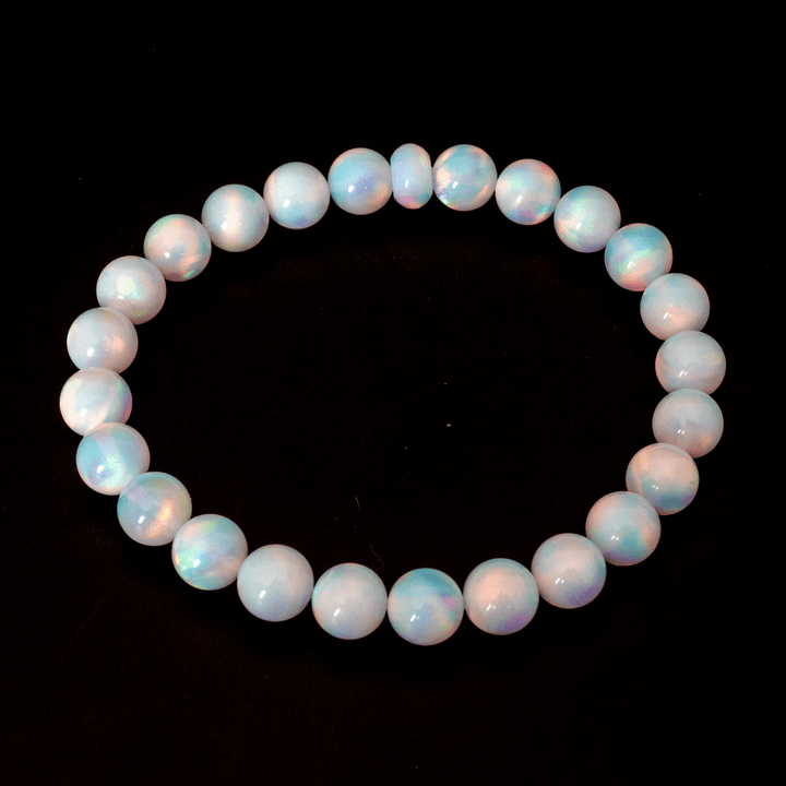 White Rainbow Opalescence Beaded Bracelet - The Opal Dealer