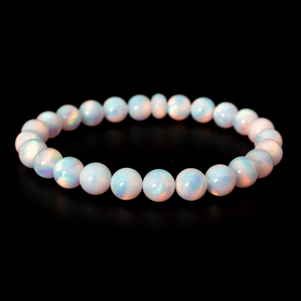 White Rainbow Opalescence Beaded Bracelet - The Opal Dealer
