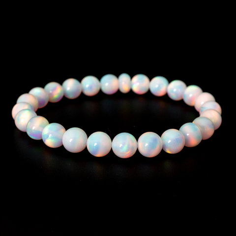 White Rainbow Opalescence Beaded Bracelet