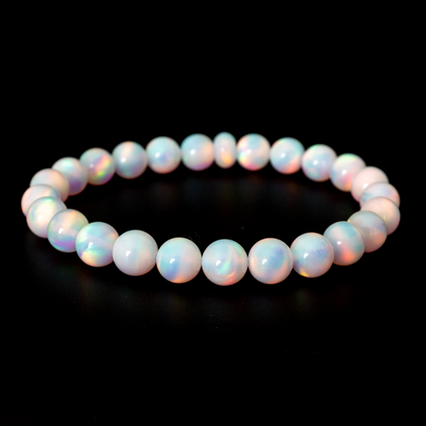 White Rainbow Opalescence Beaded Bracelet - New Design