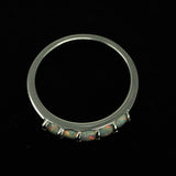 5 Stone Round Cut Pearl White Opal Ring - 925 Sterling Silver Stackable Ring