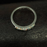 5 Stone Round Cut Pearl White Opal Ring - 925 Sterling Silver Stackable Ring