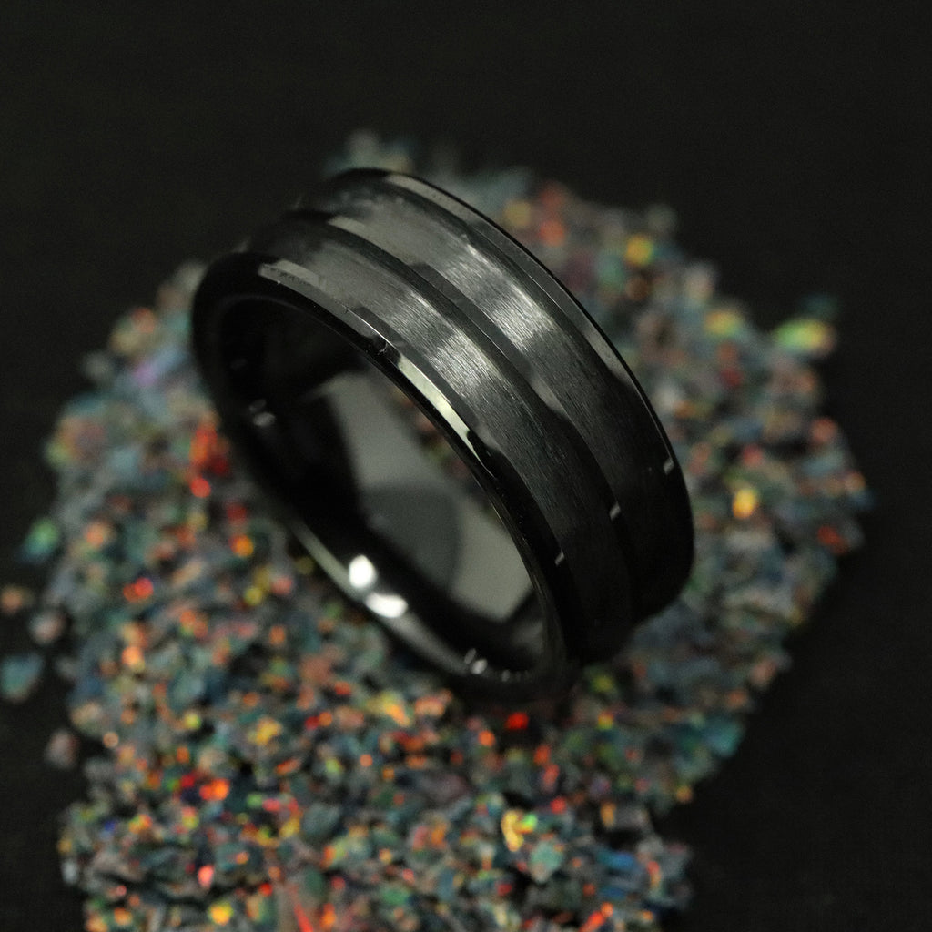 Ring Blank for Inlay Black Ceramic Double Channel Ring Core The Opal Dealer