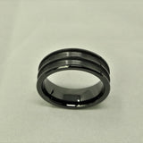 Black Ceramic Double Channel Ring Blank 8mm Wide 2.5mm Channels