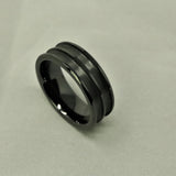 Black Ceramic Double Channel Ring Blank 8mm Wide 2.5mm Channels