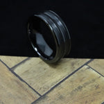 Black Ceramic Double Channel Ring Blank 8mm Wide 2.5mm Channels