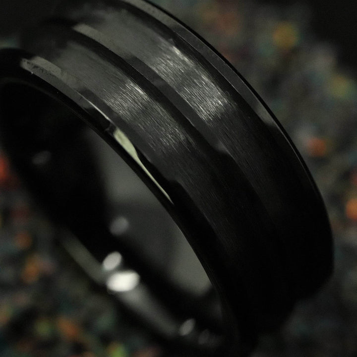 Black Ceramic Double Channel Ring Blank 8mm Wide 2.5mm Channels - The Opal Dealer