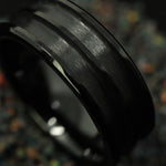 Black Ceramic Double Channel Ring Blank 8mm Wide 2.5mm Channels