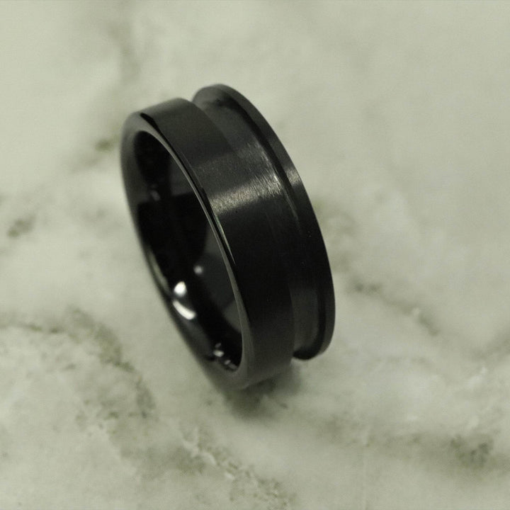 Black Ceramic Off Set Channel Ring Blank 8mm Wide 3mm Channel - The Opal Dealer