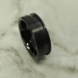 Black Ceramic Off Set Channel Ring Blank 8mm Wide 3mm Channel