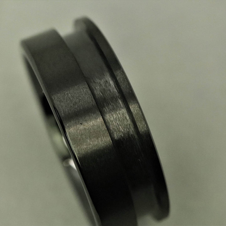 Black Ceramic Off Set Channel Ring Blank 8mm Wide 3mm Channel - The Opal Dealer