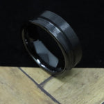 Black Ceramic Off Set Channel Ring Blank 8mm Wide 3mm Channel