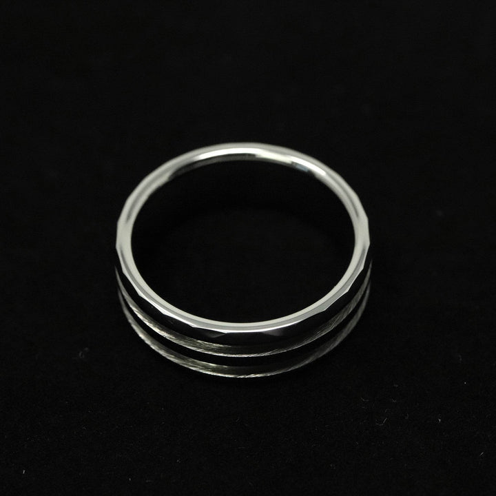 Faceted/Hammered Tungsten Double Channel Ring Blank 8mm Wide 1.5mm Channels - The Opal Dealer