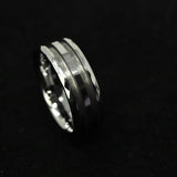 Faceted/Hammered Tungsten Double Channel Ring Blank 8mm Wide 1.5mm Channels