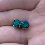 Black Emerald Opal Stud Earrings
