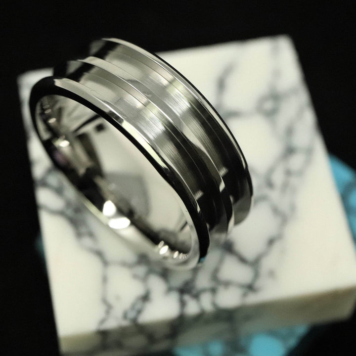 Stainless Steel Double Channel Ring Blank 8mm Wide 2.5mm Channels - The Opal Dealer