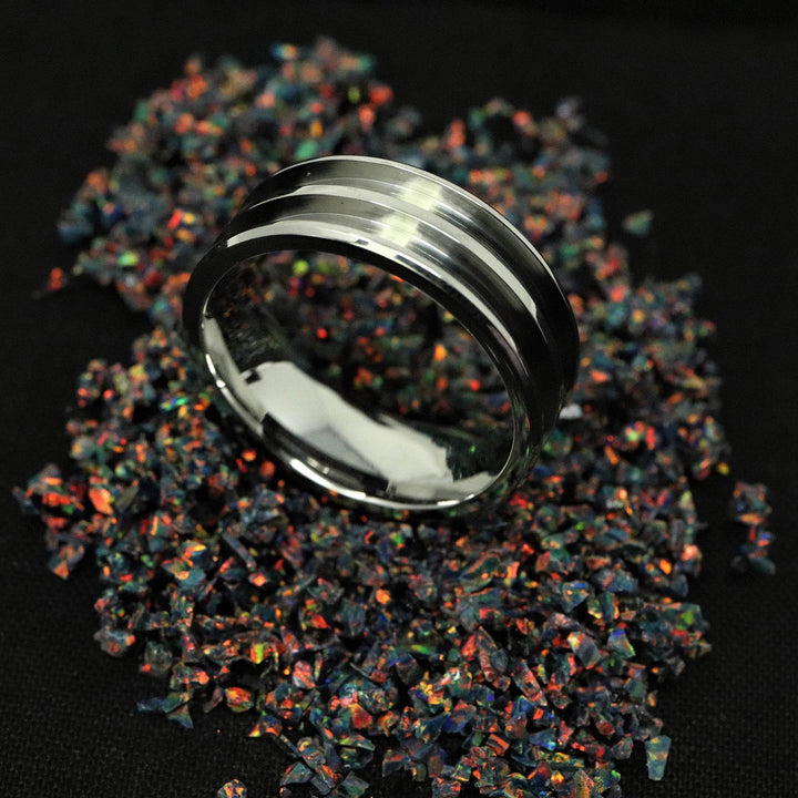 Stainless Steel Double Channel Ring Blank 8mm Wide 2.5mm Channels - The Opal Dealer
