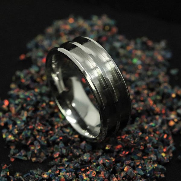 Stainless Steel Double Channel Ring Blank 8mm Wide 2.5mm Channels - The Opal Dealer