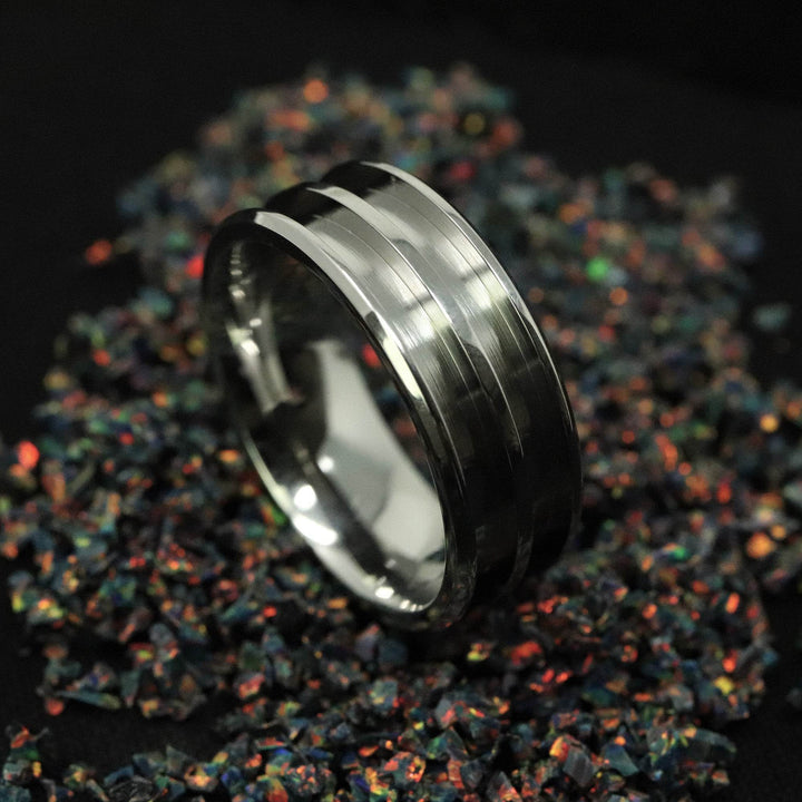 Stainless Steel Double Channel Ring Blank 8mm Wide 2.5mm Channels - The Opal Dealer