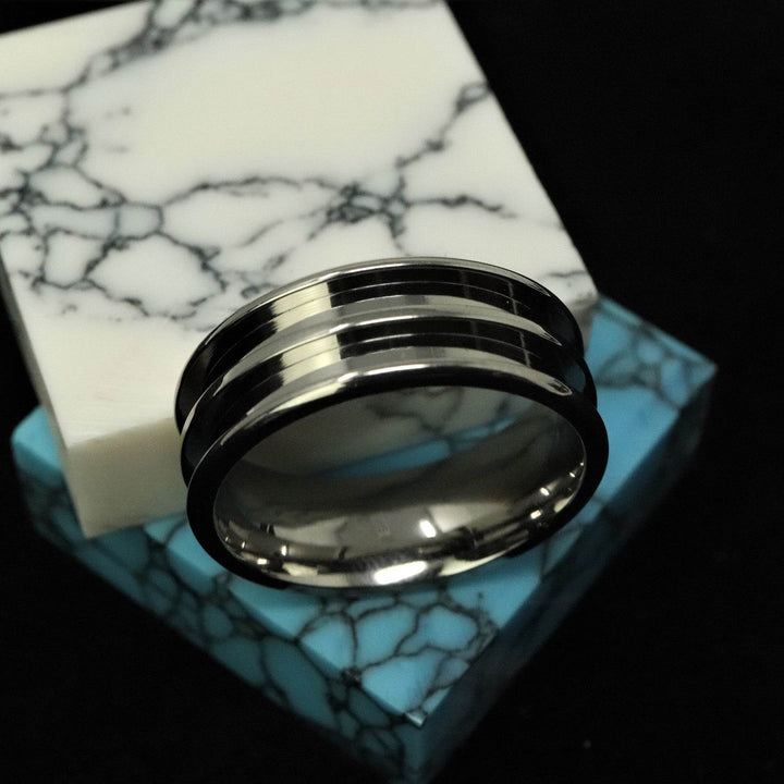 Titanium Double Channel Ring Blank 8mm Wide 2.5mm Channels - The Opal Dealer