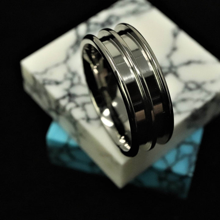 Titanium Double Channel Ring Blank 8mm Wide 2.5mm Channels - The Opal Dealer