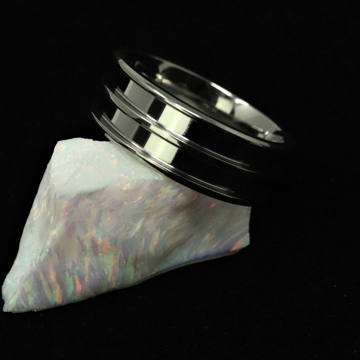 Titanium Double Channel Ring Blank 8mm Wide 2.5mm Channels - The Opal Dealer