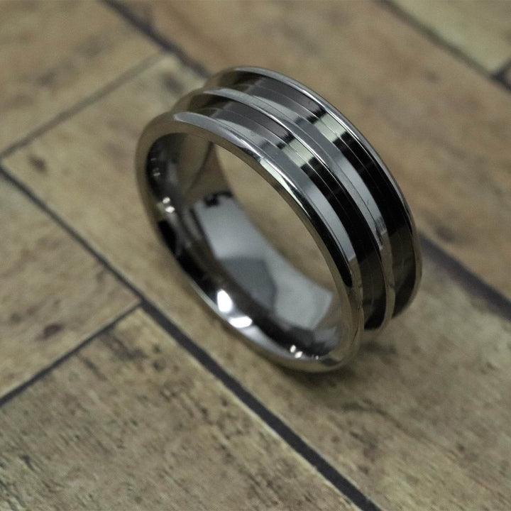 Titanium Double Channel Ring Blank 8mm Wide 2.5mm Channels - The Opal Dealer