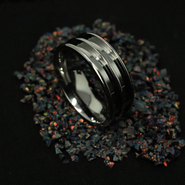Titanium Double Channel Ring Blank 8mm Wide 2.5mm Channels - The Opal Dealer