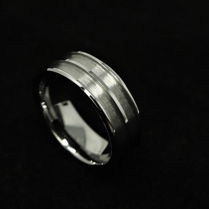 Tungsten Double Channel Ring Blank 8mm Wide 2.5mm Channels - The Opal Dealer