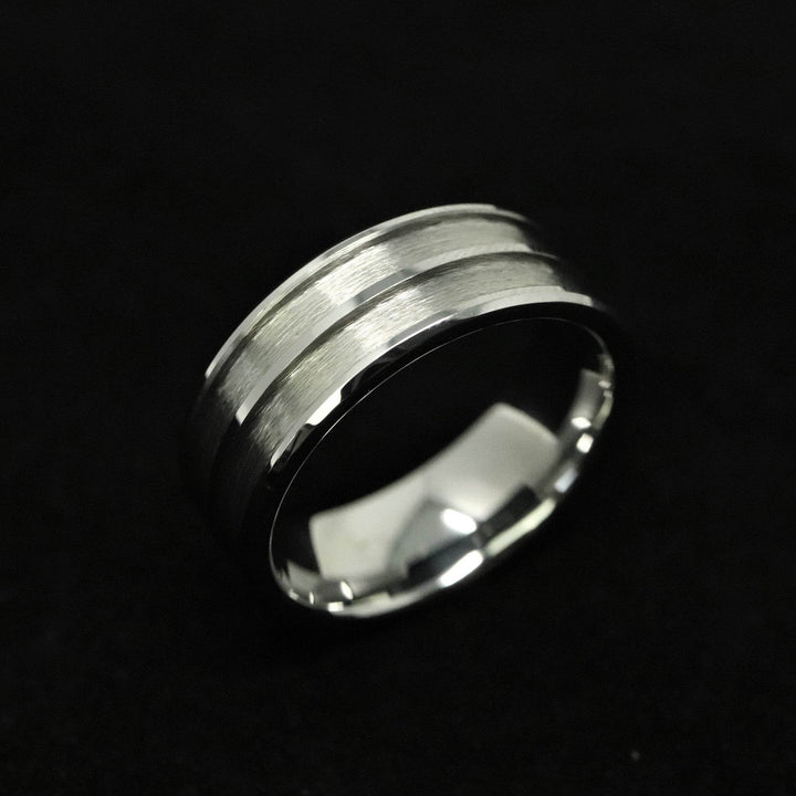 Tungsten Double Channel Ring Blank 8mm Wide 2.5mm Channels - The Opal Dealer