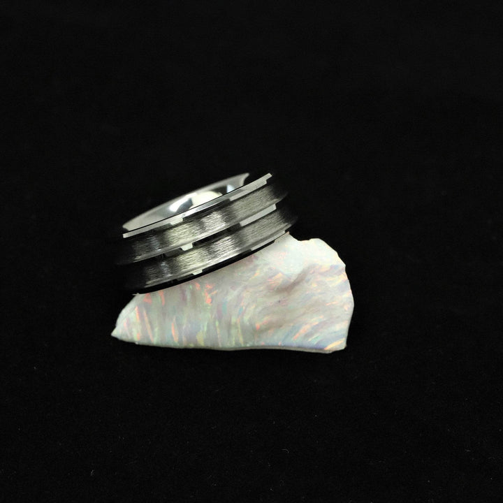 Tungsten Double Channel Ring Blank 8mm Wide 2.5mm Channels - The Opal Dealer