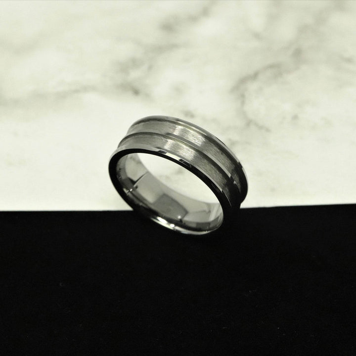 Tungsten Double Channel Ring Blank 8mm Wide 2.5mm Channels - The Opal Dealer