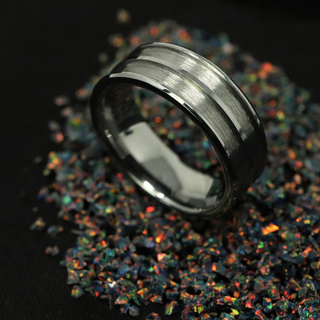 Ring Blank Tungsten Double Channel Ring 8mm Wide 2.5mm Channels The Opal Dealer