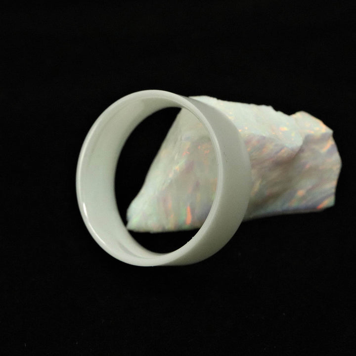 White Ceramic Ring Blank/Liner 8mm Wide - The Opal Dealer