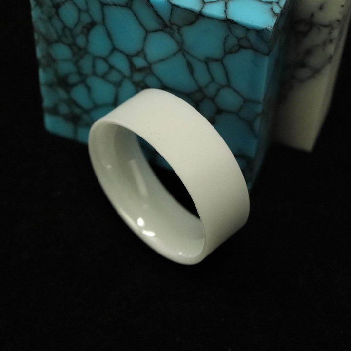 White Ceramic Ring Blank/Liner 8mm Wide - The Opal Dealer