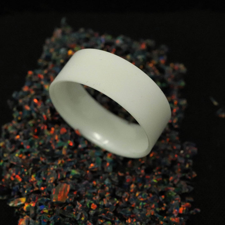 White Ceramic Ring Blank/Liner 8mm Wide - The Opal Dealer