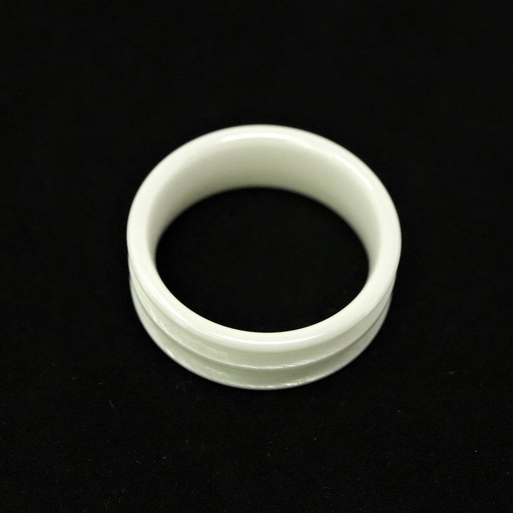 White Ceramic Double Channel Ring Blank 8mm Wide 2.5mm Channels - The Opal Dealer