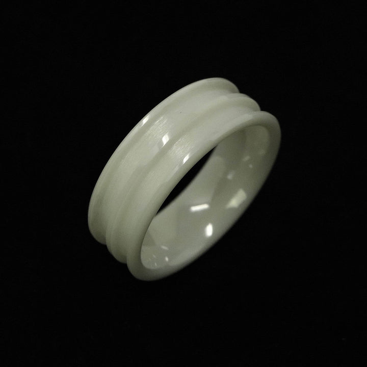 White Ceramic Double Channel Ring Blank 8mm Wide 2.5mm Channels - The Opal Dealer