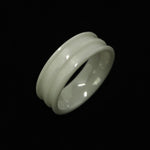 White Ceramic Double Channel Ring Blank 8mm Wide 2.5mm Channels
