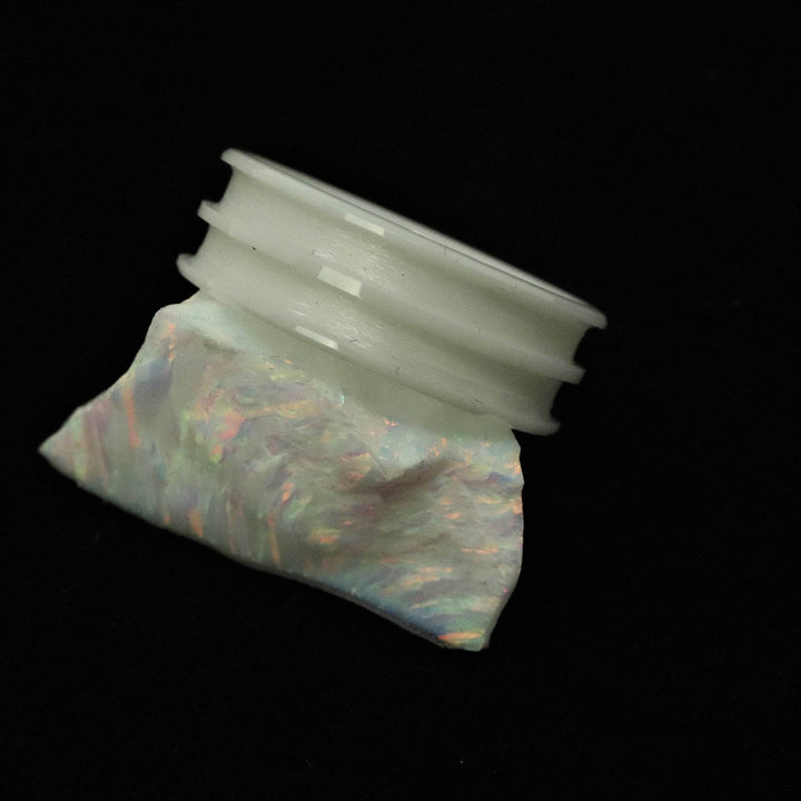 White Ceramic Double Channel Ring Blank 8mm Wide 2.5mm Channels - The Opal Dealer