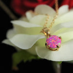 Faceted Aurora Opal Necklace 14k Gold Plated 8mm