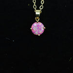 Faceted Aurora Opal Necklace 14k Gold Plated 8mm