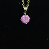 Faceted Aurora Opal Necklace 14k Gold Plated 8mm