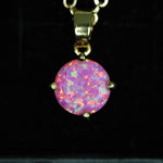 Faceted Aurora Opal Necklace 14k Gold Plated 8mm