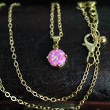 Faceted Aurora Opal Necklace 14k Gold Plated 8mm