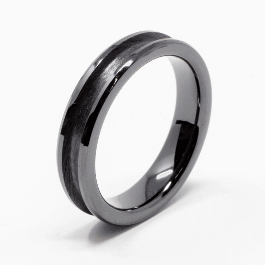 Black Ceramic Ring Blank 4mm Wide 2mm Channel - The Opal Dealer